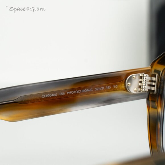 NEW Celine CL40046U 55A Shiny Havana Smoke Photochromatic Women Round Sunglasses - Picture 6 of 8